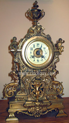 Gustav Becker Brass Mantle Clock - 20" high ~ Antique Clocks Guy