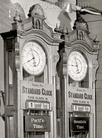 SFRR Telegraph office with two Seth Thomas Regulator No. 19 in the background ~ Antique Clocks Guy